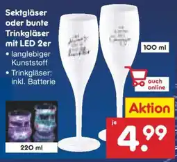 Netto Marken-Discount Sektgläser oder bunte Trinkgläser mit LED 2er Angebot