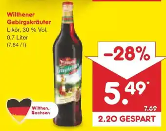 Netto Marken-Discount Wilthener Gebirgskräuter Likör Angebot