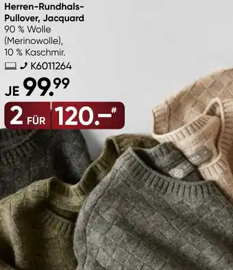 Galeria Herren-Rundhals Pullover, Jacquard Angebot