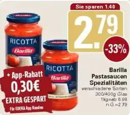 WEZ Barilla Pastasaucen Spezialitäten Angebot