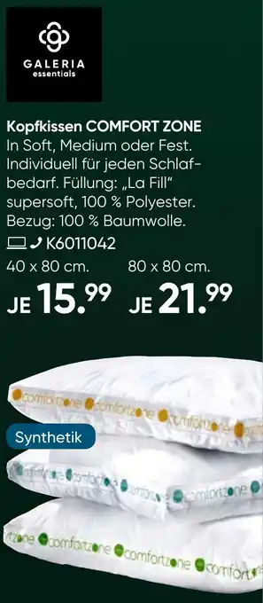 Galeria GALERIA essentials Kopfkissen COMFORT ZONE Angebot