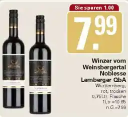 WEZ Winzer vom Weinsbergertal Noblesse Lemberger QbA Angebot