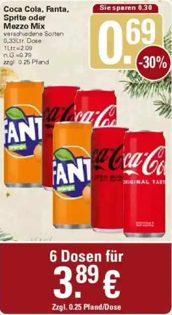 WEZ Coca Cola, Fanta, Sprite oder Mezzo Mix Angebot