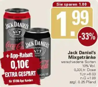 WEZ Jack Daniel's Mixgetränke Angebot