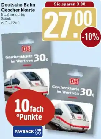 WEZ Deutsche Bahn Geschenkkarte Angebot