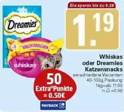 WEZ Whiskas oder Dreamies Katzensnacks Angebot