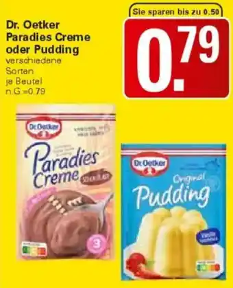 WEZ Dr. Oetker Paradies Creme oder Pudding Angebot