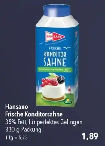CITTI Markt Hansano Frische Konditorsahne Angebot