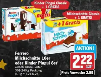 AEZ Ferrero Milchschnitte 10er oder Kinder Pingui 8er Angebot