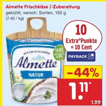 Netto Marken-Discount Almette frischkäse /-zubereitung natur Angebot