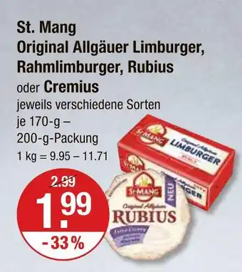 V Markt St. mang original allgäuer limburger Angebot