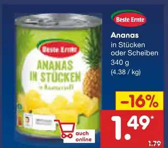 Netto Marken-Discount Beste ernte ananas in stücken oder scheiben Angebot