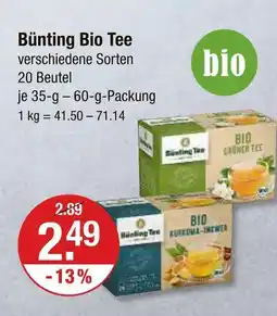 V Markt Bünting bio grüner tee Angebot