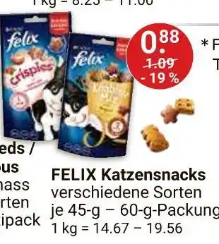 V Markt Felix katzensnacks crispies Angebot