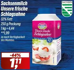 Simmel Sachsenmilch Unsere frische Schlagsahne Angebot