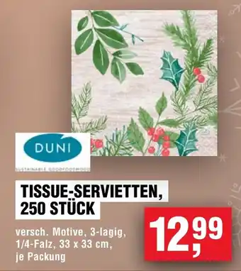 Handelshof DUNI Tissue-servietten, 250 stück Angebot