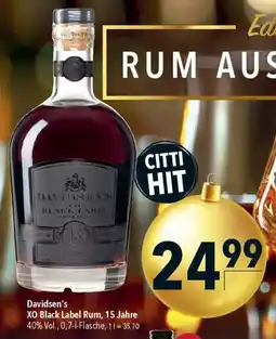 CITTI Markt Davidsen's XO Black Label Rum, 15 Jahre Angebot