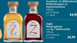 CITTI Markt Ziegler Weinbergpfirsich- oder No. 1 Wildkirschlikör Angebot