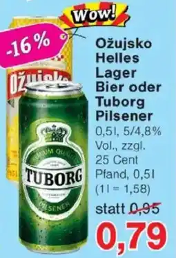 Jawoll Ožujsko Helles Lager Bier oder Tuborg Pilsener Angebot