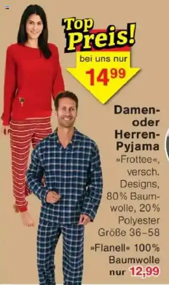 Jawoll Damen oder Herren Pyjama Angebot