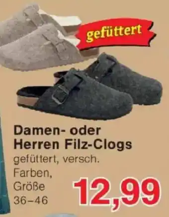 Jawoll Damen oder Herren Filz Clogs Angebot