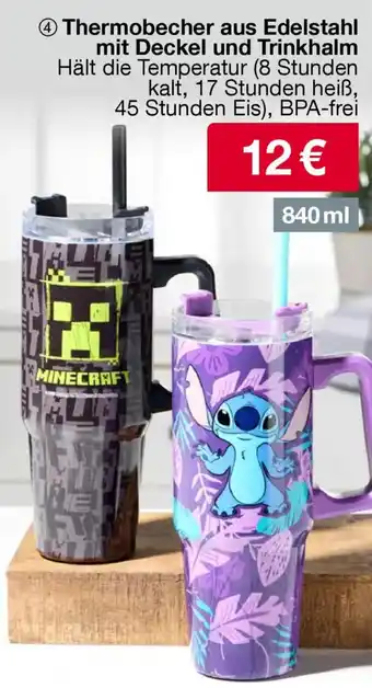 Woolworth Thermobecher aus Edelstahl mit Deckel und Trinkhalm Angebot