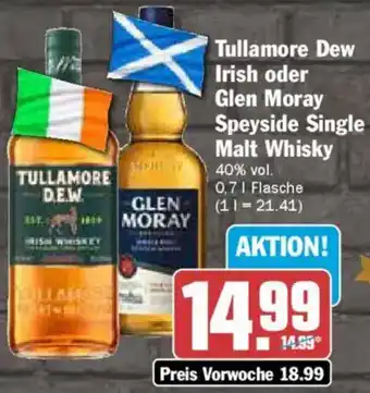 AEZ Tullamore Dew Irish oder Glen Moray Speyside Single Malt Whisky Angebot