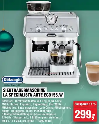 Handelshof DeLonghi SIEBTRÄGERMASCHINE LA SPECIALISTA ARTE EC9155.W Angebot