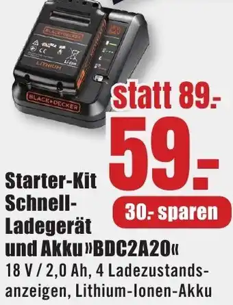 B1 Discount Baumarkt BLACK+DECKER Starter-Kit Schnell Ladegerät und Akku BDC2A20 Angebot