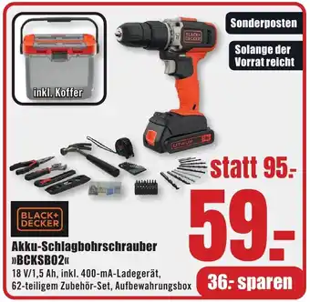 B1 Discount Baumarkt BLACK+ DECKER Akku-Schlagbohrschrauber BCKSB02 Angebot