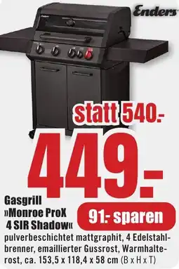 B1 Discount Baumarkt Enders Gasgrill Monroe ProX 4 SIR Shadow Angebot