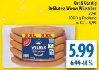 diska Gut & Günstig Delikatess Wiener Würstchen Angebot
