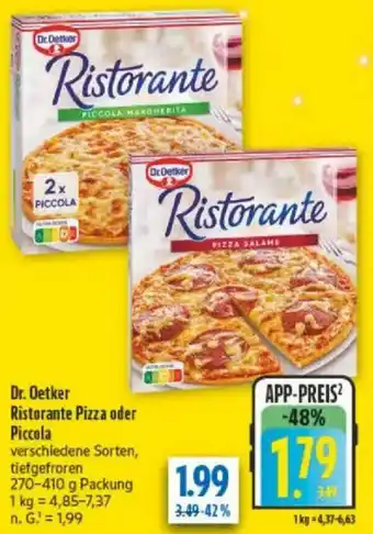 diska Dr. Oetker Ristorante Pizza oder Piccola Angebot