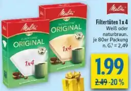 diska Melitta Filtertüten 1x4 Angebot