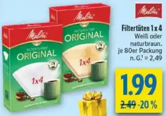 diska Melitta Filtertüten 1x4 Angebot