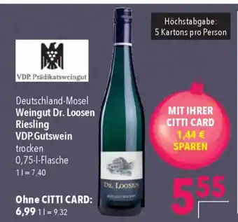 CITTI Markt Weingut Dr. Loosen Riesling VDP.Gutswein trocken Angebot