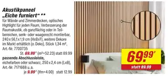 toom Baumarkt Akustikpaneel ,,Eiche furniert“ Angebot