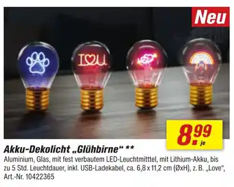 toom Baumarkt Akku-Dekolicht ,,Glühbirne" Angebot