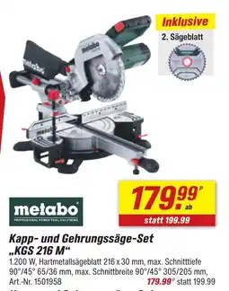 toom Baumarkt metabo Kapp- und Gehrungssäge-Set ,,KGS 216 M❝ Angebot