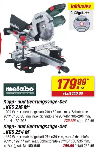 toom Baumarkt metabo Kapp- und Gehrungssäge-Set ,,KGS 254 M" Angebot