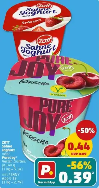PENNY ZOTT Sahne Joghurt oder Pure Joy Angebot