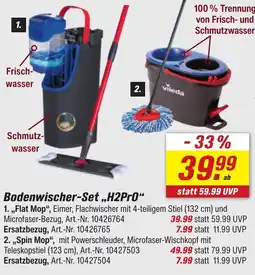 toom Baumarkt vileda Bodenwischer-Set „,H2Pr0" 2.,,Spin Mop" Angebot