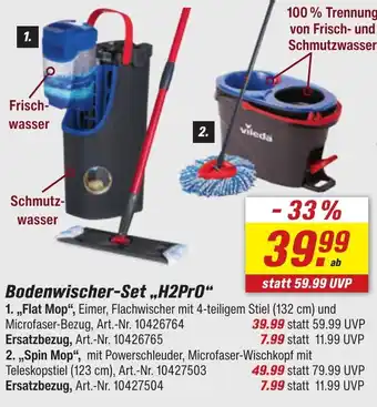 toom Baumarkt vileda Bodenwischer-Set „,H2Pr0" 2.,,Spin Mop" Angebot