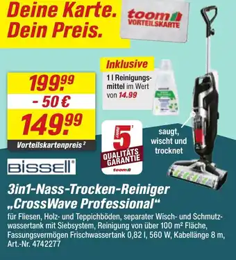 toom Baumarkt BISSELL 3in1-Nass-Trocken-Reiniger ..CrossWave Professional" Angebot
