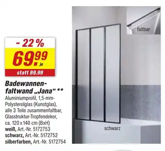 toom Baumarkt Badewannenfaltwand ,,Jana" Angebot