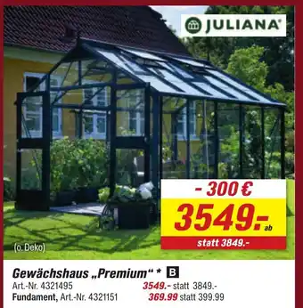 toom Baumarkt JULIANA Gewächshaus „,Premium" Angebot
