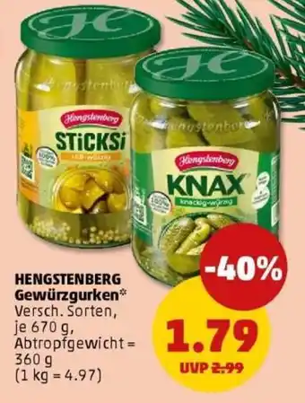 PENNY HENGSTENBERG Gewürzgurken Angebot