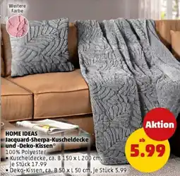 PENNY HOME IDEAS Jacquard Sherpa Kuscheldecke und Deko Kissen Angebot