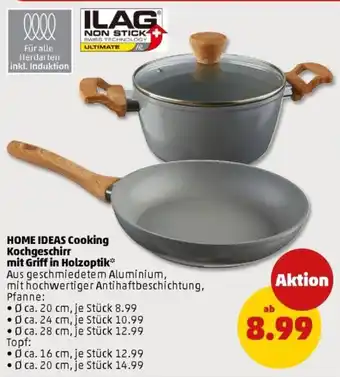 PENNY HOME IDEAS Cooking Kochgeschirr mit Griff in Holzoptik Angebot