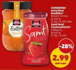 PENNY SCHWARTAU Extra Maxi Konfitüre oder Samt Maxi Fruchtaufstrich Angebot